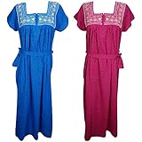 Indiatrendzs Women's Nighty Printed Cotton Blend Nightwear Nightgowns With Tie Belt Combo Of 2 (Chest 44)