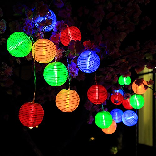 InnooTech Solar Lichterkette Lampion 30er LED 6 Meter Laterne Gartenbeleuchtung Innen- und Außenbereich mit Batteriehalter für Weihnachten, Party, Hochzeit, Deko, Feiern ,Garten, Terrasse, Hof, Haus, Tannenbaum warmweiß Bunt - 3