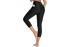 baleaf Short de Bain Femme Long Legging de Bain Femme SPF UV UPF50+ Maillot de Bain Taille Haute avec Poches pour Natation Surf Plage