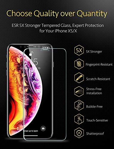ESR Protector Pantalla iPhone XS X  2 Piezas   Kit de Instalaci  n   Garant  a de por Vida  Cristal Templado 9H Dureza  3D Touch Compatible   Anti-Huella para Apple iPhone X iPhone XS DE 5 8 