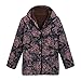 Produktbild TianWlio Jacken Parka Mäntel Herbst Winter Warme Jacken Strickjacken Damen Winter Warme Outwear Blumendruck mit Kapuze Taschen Vintage Übergrößen Mäntel Kaffee XXXXL