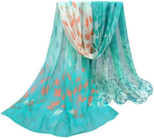 WINWINTOM Women Design Printed Soft Silk Chiffon Shawl Wrap Scarf (Green)
