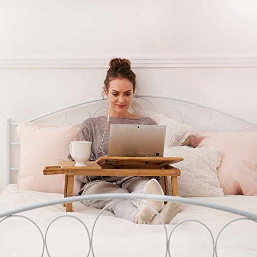 TecTake Laptoptisch mit USB Lüfter Notebooktisch Betttisch faltbar höhenverstellbar aus Bambus 55x35cm - 5