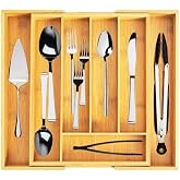 Deconox 7 Compartment Bamboo Spoon Holder Antibacterial Drawer Inside Organizer