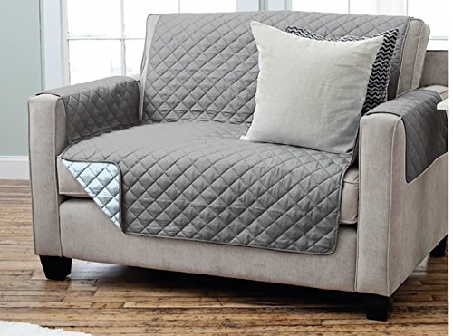 Sesselschoner Sofaschoner Sesselschutz Sofaüberwurf (2-Sitzer 191 x 224 cm, anthrazit/hellgrau)