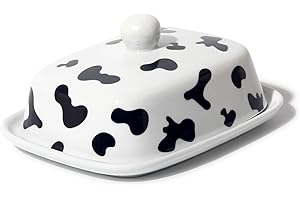 ‎THEO&CLEO Theo&Cleo Butterdose - Hochwertige Butterglocke aus Keramik - Butter Dish für alle gängigen Butter (250g) - Butterschale Porzellan (Kühe)