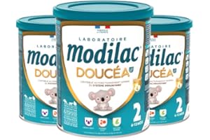 Modilac - Lait Écrémé 100% Français Infantile en Poudre Doucéa Lf+2 - Riche en Lactoferrine, Vitamines, DHA - Convient en Relais de l'Allaitement Maternel - De 6 à 12 Mois - Lot de 3x820g