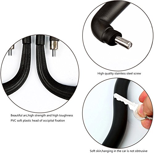 Cintre de Voiture Universel, Cintre pour voiture, Appui-tête Cintre, Voiture Cintre Siège pour la fixation à l'appuie-tête pour Vêtements Manteaux, Chrome, Noir