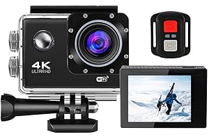 Peppy 4K Action Camera 20MP Ultra HD WiFi Waterproof Sports Camera, with 140° Wide-Angle, Stabilization, Remote Control, and External Microphone for Vlogging, Diving, Snorkeling, and Outdoor Sports