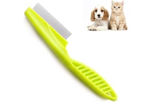 ZENVALY Pettine per Animali Domestici, Pettine per Pidocchi per Gatti Cane, Pettine a Denti Arrotondati, Pettine per Pulci a Denti, per la Pulizia Grovigli Nodi Sporcizia, Verde