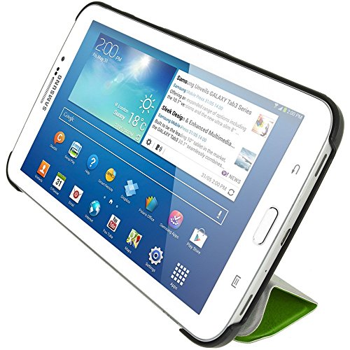 igadgitz Grün PU Ledertasche Hülle Smart Cover für Samsung Galaxy Tab 3 7.0″ SM-T210 mit Multi Winkelbetrachtung Stand + Displayschutzfolie - 4