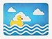 Produktbild Xscapev Rubber Duck Bath Mat, Yellow Cute Childrens Toy Figure on Wavy Water Inspired Stripes Clouds, Plush Bathroom Decor Mat with Non Slip Backing, 23.6 W X 15.7 inches, Yellow White Blue