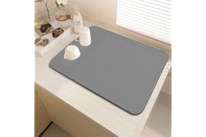 DUJUIKE Tappetino drenante cucina,Tappetino per Scolapiatti Antiscivolo,per Bancone della Cucina, Tappetino per Bere Animali Domestici(Grigio chiaro,50 x 60cm)