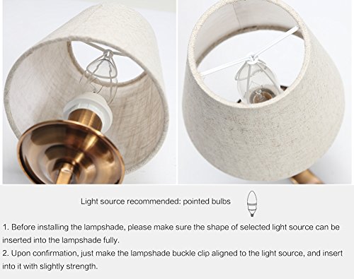 Fuloon 6er Set Lampenschirme für Kerze Kristall Kronleuchter Wandleuchte Hängelampe Stoff Lampenschirm (6er Set, Beige) - 7