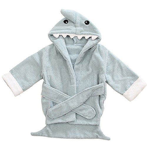 Lvge Baby Infant Animal Hooded Bath Beach Towel Bathrobe Blue Shark 0-12 months