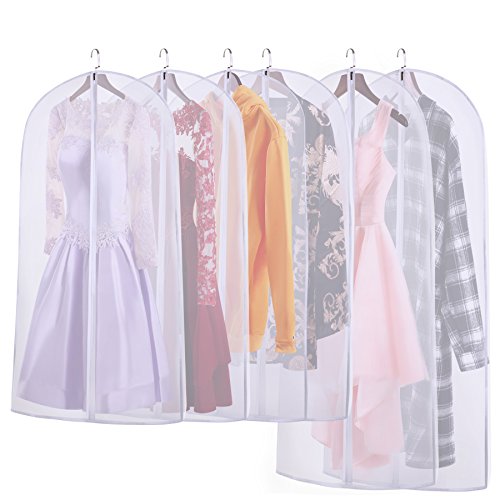 CITÉTOILE Washable Clothes Dust Cover Garment Storage Bags Long (Pack of 6) 4 x Large 100 * 60 cm + 2 x Extra Large 120 * 60 cm for Clothes Dresses Suits Coat Waterproof Moth Proof Translucent