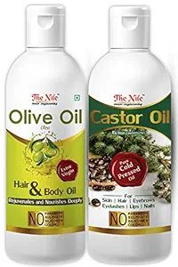 Premium Olive Oil 150 ML + Premium Castor Oil 200 ML (Combo of 2 Bottle) (350 ML)