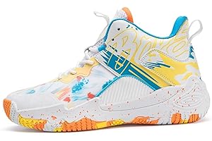 Xuanke Mens Sport and Outdoor Shoes Men's Basketball Shoes Womens high top Trainers Unisex Comfortable Breathable Fashion Running Training Shoes Non-Slip Fluorescent Upper