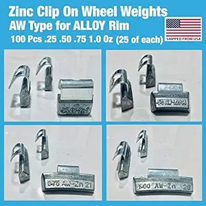 Gallardo Tire Products | 100 Pieces ZINC Clip ON Wheel Weights .25 .50 .75 1.0 (25 Each) Alloy Rim AW Type (zinc)