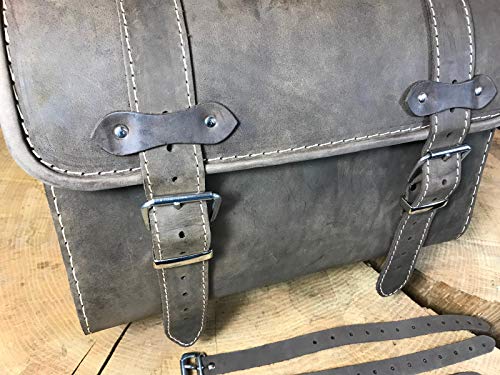 ORLETANOS Loki Brown Gepäckkoffer kompatibel mit Roller Sissybar Tasche Leder HD Harley Davidson Yamaha Suzuki Honda Kawasaki Chopper Gepäck Werkzeugtasche Case Topcase Koffer Satteltaschen