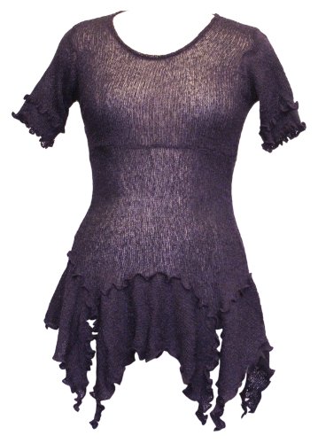 Jordash Dual-colour Stretch Knitted Long Top/Dress JD/DR/PYRAMID (Dark Purple, Free size/UK 4 6 8 10 12 14*)