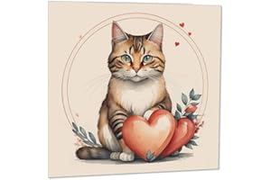 PURPLE FOX Kartka rocznicowa z kotem uroczy kotek królik miłość serce walentynki karta 145 mm x 145 mm