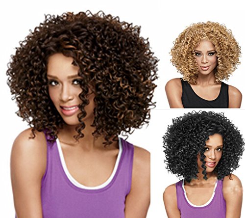 UPTOP Hair ® Synthetic Full Wig, Medium Length, Tight curl or Kinky curly Synthetic Hair Wig for Black Women