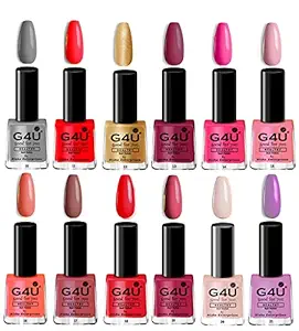 G4U Nail Paints 12 Pcs Long Lasting,Shine Nail Polish Kit For Girls? Quick Dry, Hardener, Bright and Shiny Finish - 8 ML Each (ST- 4-5-6-7)