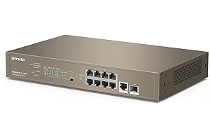Tenda Switch PoE 10 porte Managed L3, Switch Ethernet Gigabit con 8 porte PoE+ e 1 porta SFP (130 W, VLAN, QoS, IGMP-Snooping, desktop o montaggio a parete) (TEG5310P-8-150W)