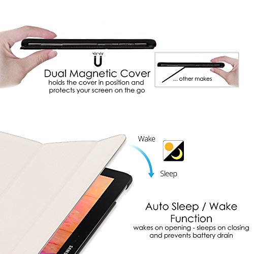 ForeFront Cases® Neue Leder Hülle / Tasche / Case / Cover für Samsung Galaxy Tab PRO 12.2 T900 – Rundum-Geräteschutz und intelligente Auto-Sleep-Wake-Funktion mit 3-JAHRES-GARANTIE VON FOREFRONT CASES – inkl. Eingabestift und Displayschutz - 5