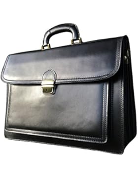 Leder-Aktentasche/Laptoptasche aus italienischer Handarbeit, ca. 40cm, Schwarz