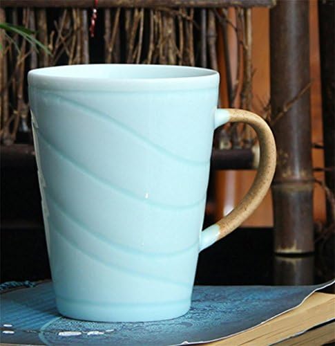 Dehua China Ceramics High quality environmental protection simple modern ceramic creative fashion Misty Blue carving texture pack mark Cup , a