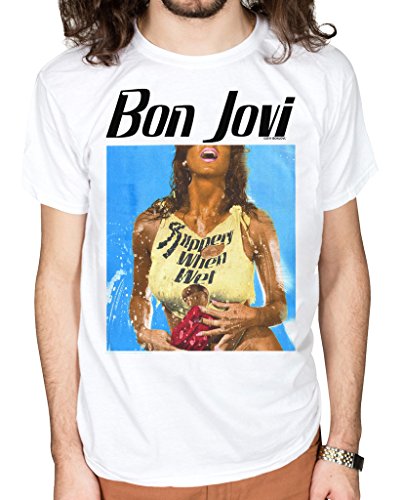 Official Bon Jovi Slippery When Wet Unisex T Shirt Cross