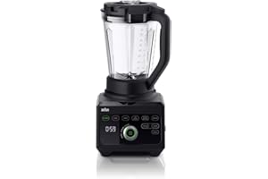 ‎BRAUN Braun PowerBlend 9 JB9040BK Hochleistungs-Standmixer mit 1600 Watt Motor, 2 l Tritan-Behälter, 18 Programme, 10 Geschwindigkeiten, Schwarz