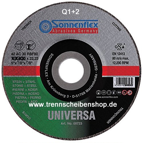 10x Trennscheibe, QQQ-2_Ø 125 x 1,0 mm, Inox Edelstahl, Stahl und Fliesen ohne Scheibenwechsel Premium-Qualität.