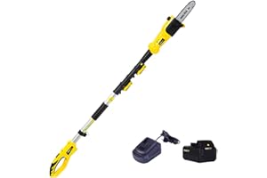 kukumax Sega Potatrice a Batteria telescopico, 20 V, 4.0 Ah，Barra Oregon da 20 cm（8"）