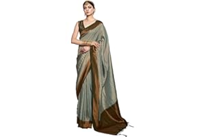 SIRIL Damen Jacquard Quaste Art Seide Sari mit Ungenähtem Blusenteil