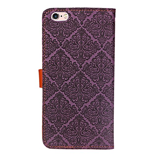 iPhone 6 Lederhülle, Asnlove PU Ledertasche Schutzhülle + Weich Hülle Stand Feature Flipcase Tasche Leather Case mit Standfunktion Tablet Etui mit Karte Slots für iPhone 6 Case, iPhone 6s Cover – Lila - 3