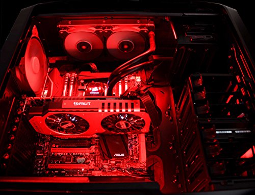 VIBOX Limitless 7 Gaming PC – 4,0GHz Intel i7 8-Core CPU, GTX 1080, leistungsfähig, Wassergekühlter Desktop Gamer Computer mit Spielgutschein, Windows 10, Rot Innenbeleuchtung, lebenslange Garantie* (3,2GHz (4,0GHz Turbo) Superschneller Intel i7 6900K Acht 8-Core Prozessor CPU, Nvidia GeForce GTX 1080 8GB Grafikkarte, 16GB DDR4 3000MHz RAM, 240GB SSD, 3TB Festplatte, Corsair H100i GTX Wasserkühler, Corsair RM1000 Netzteil, Corsair 780T Gehäuse, Rampage V Mainboard) - 6