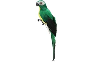 LWINGFLYER Artificial Parrot Lifesize Artificial Simulation Foam Feather Parrot Macaw Bird for Spring Apparel Epaulette Modern Home Garden Party Decoration (9.8"/25cm) (Green)