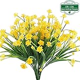 jarrones navideños 2018 ◆◆ 【No requiere mantenimiento. Flowers Las flores artificiales realistas no lo decepcionarán. No es necesario recortar ni regar para las personas que tienen un horario apretado. Las flores falsas de narcisos también pueden contra la fuerte tormenta de viento y la insolación en exteriores y nunca se marchitan.