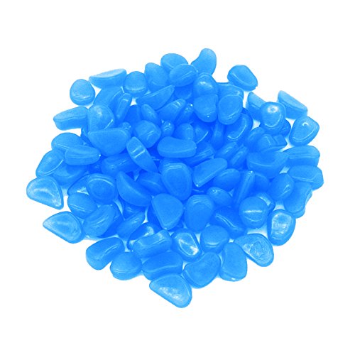 TININNA Romantiker Künstliche Leuchtsteine Leuchtkiesel Leuchtende Kiesel Nachtleuchtende Steine Dekosteine Aquarium Garten Deko blau 50 Stück