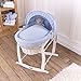 Waffle White Wicker Moses Basket - Blue