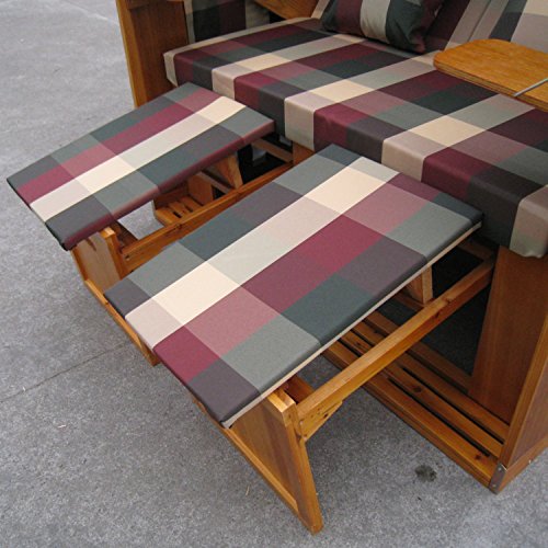 Zweisitzer Strandkorb mit klappbarer Rückenlehne für 2 Personen 118 x 80 x 160 cm (Grau) - 3