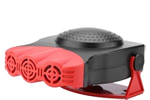 Pssopp Riscaldatore per Auto con Ventola, 300W/150W Sbrinatore Ceramico a Due velocità, 12V con Accendisigari, Rosso, per Sbrinamento e Scioglimento Neve