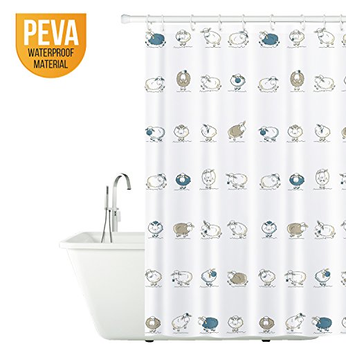 Tatkraft Funny Sheep Peva Cortina de Ducha 180X180cm Impermeable Anti-Moho con 12 Anillas