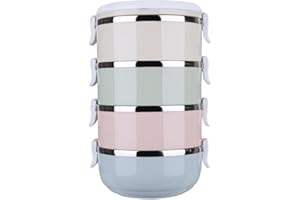 SRLIYA Hunde-Reisenapf, Hunde-Reisetasche, 27 X 16 X 15, 4 Etagen, Tragbares Reise-Bento-Schüsseln-Set aus Edelstahl für Studentische Büroangestellte