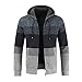 Produktbild Sonnena Herren Strickjacke Winterjacke Männer Streifen Hoodies Mantel Jacke Mode Zipper Fleece Kapuzen Streetwear Outwear Herbst Winter Freizeit Reisen Warm Bequem Cardigan Bluse