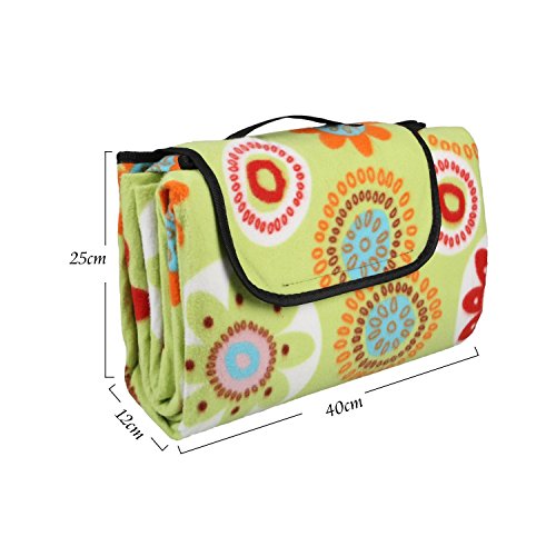 KiKa Monkey Picknickdecke Campingdecke wärmeisoliert Reisedecke Stranddecke Isomatte wasserdicht XXL Größe 200×200 cm (Sonnenblume) - 2