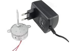 CHANCS Moteur Synchrone TYC40 12V 5RPM à Arbre 35mm CC 5RPM avec Adaptateur Secteur - Entrée 100/240V CC 12V Kit Moteur électriquepour la Décoration de Noël